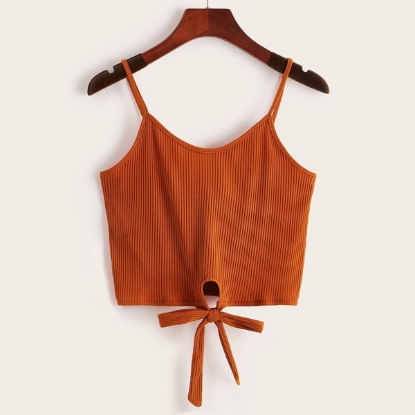

Ribbed Knot Hem Cami Top