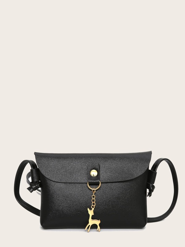 

Kids Deer Charm Crossbody Bag, Black