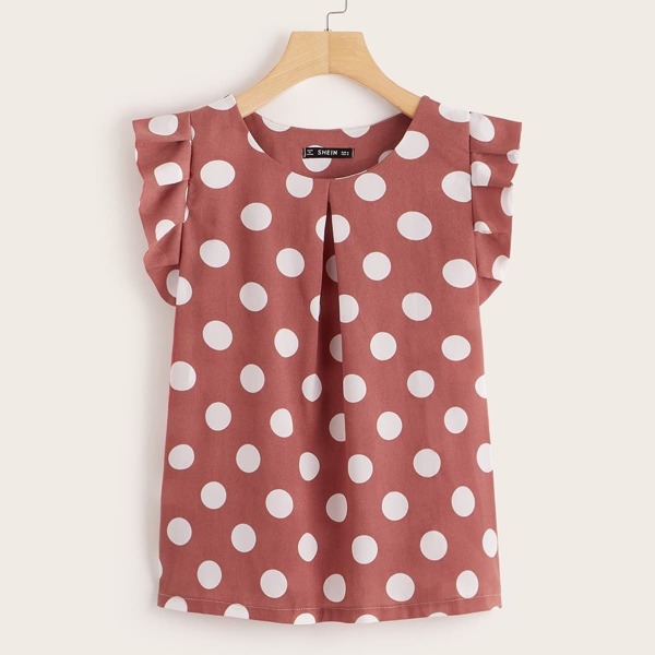 

Ruffle Shoulder Fold Over Pleated Blouse