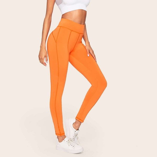 

Neon Orange Topstitching Leggings