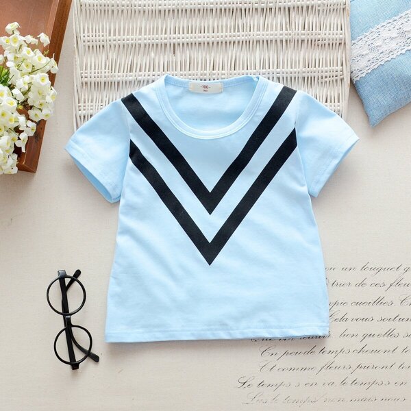 

Toddler Boys Chevron & Slogan Print Tee