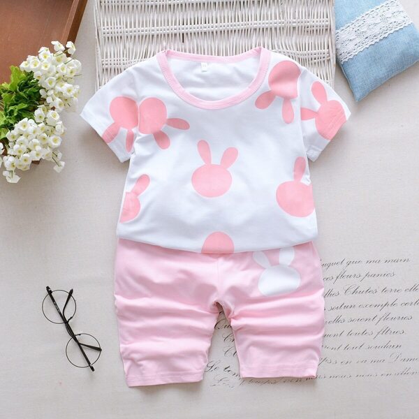 

Toddler Girls Cartoon Print Tee With Shorts