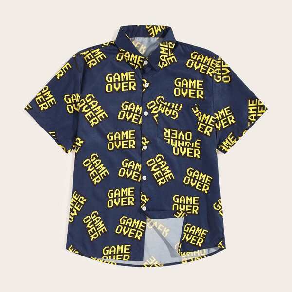 

Men Letter Print Shirt