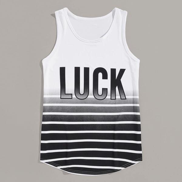 

Men Striped Letter Print Tank Top