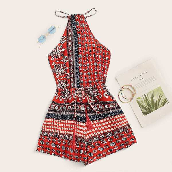 

Tribal Print Knot Romper