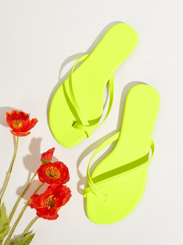 

Toe Post Neon Flip Flops, Green