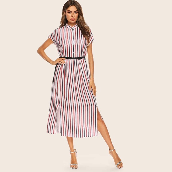 

Striped Split Hem Dress