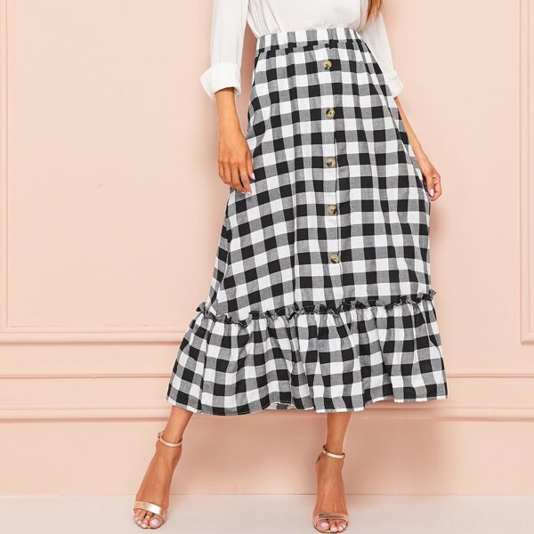 

Ruffle Hem Elastic Waist Skirt