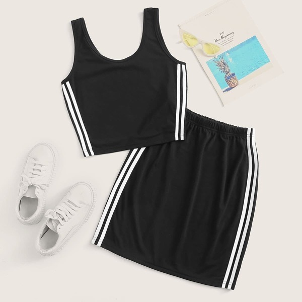 

Side Stripe Tank With Skirt