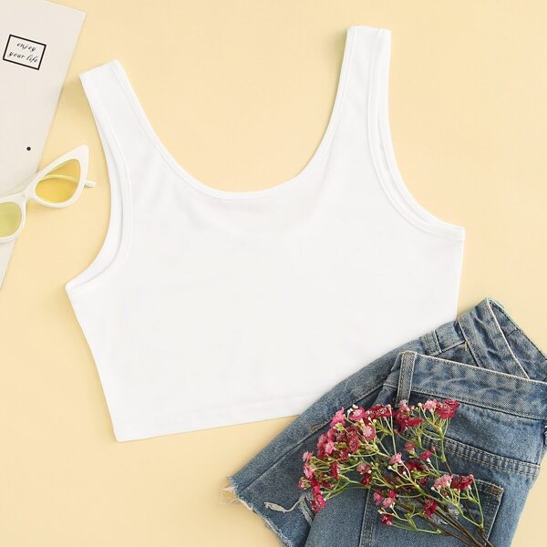 

Thick Strap Solid Crop Top, White