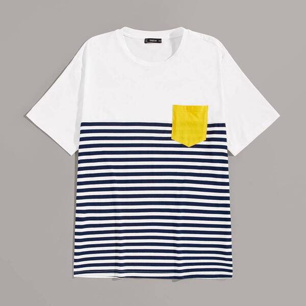 

Men Pocket Patched Striped Tee