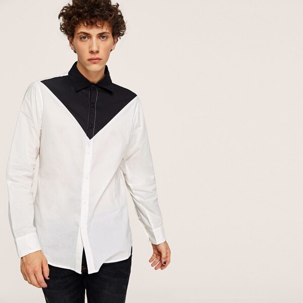 

Men Two Tone Button Up Shirt