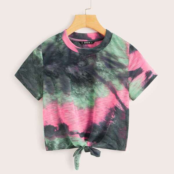 

Knot Front Tie Dye Crop Tee