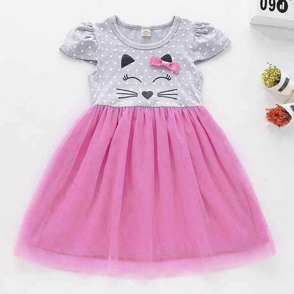 

Toddler Girls Cartoon Print Tutu Dress