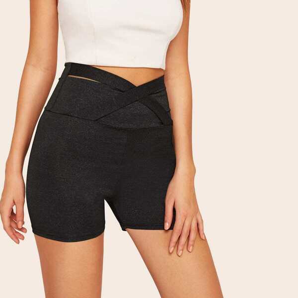 

Solid Criss-cross Cycling Shorts