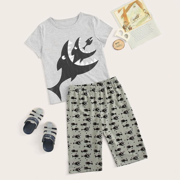 

Boys Shark Print Pajama Set