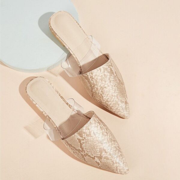 

Snakeskin Pattern Point Toe Flat Mules