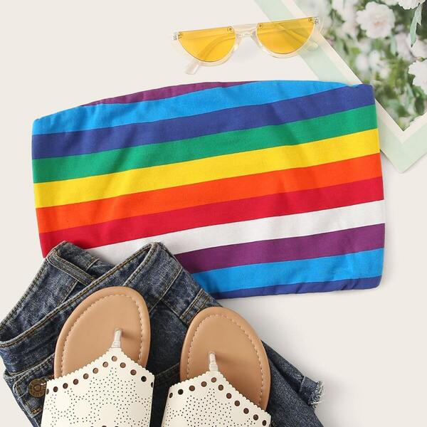 

Rainbow Striped Tube Top