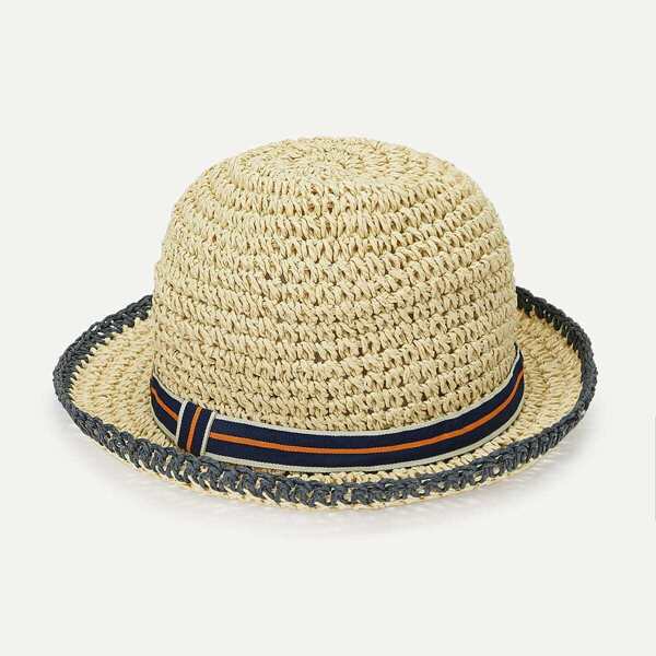 

Kids Striped Band Decor Bowler Hat