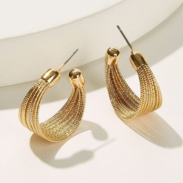 

Multi layered Cut Hoop Stud Earrings 1pair