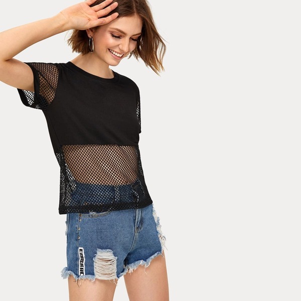 

Contrast Fishnet Tee