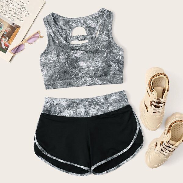 

Cut Out Back Sports Bra & Shorts Set