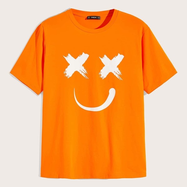 

Men Smile Facing Print T-shirt