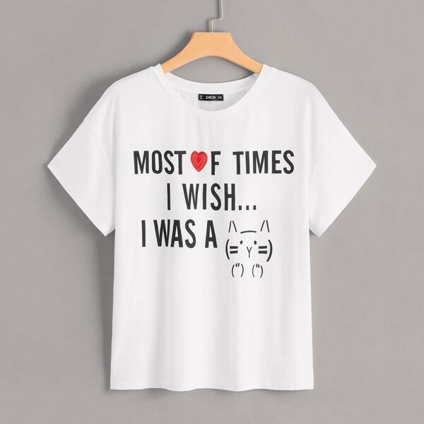 

Plus Cartoon & Slogan Print Tee