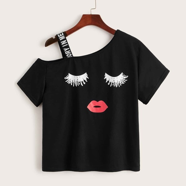 

Letter Tape Panel Open Shoulder Tee