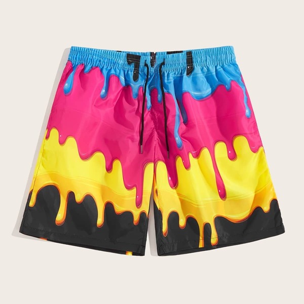 

Men Colorful Drawstring Waist Bermuda Shorts