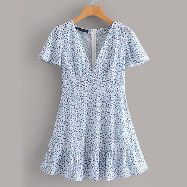 

V-neck Dalmatian Print Dress