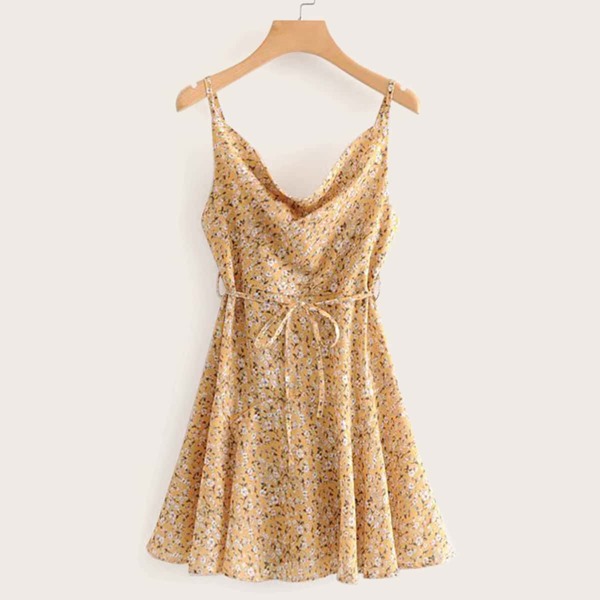 

Self Tie Ditsy Floral Cami Dress, Yellow