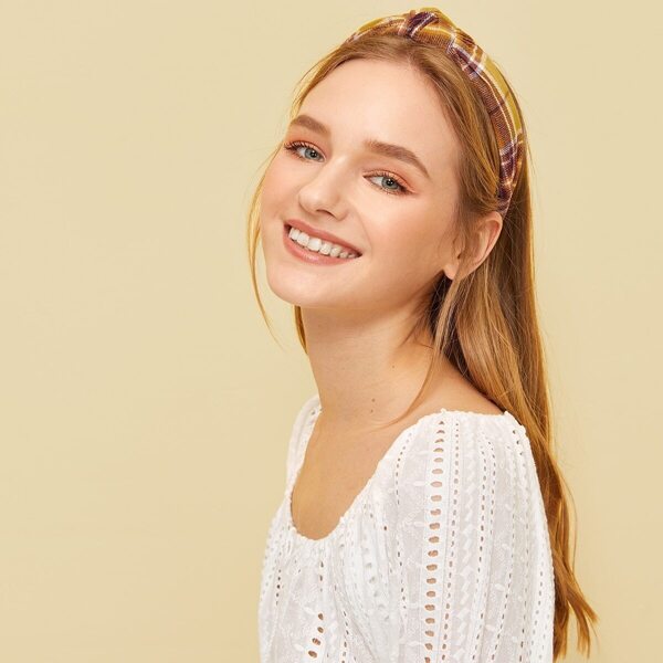 

Plaid Knot Headband, Ginger