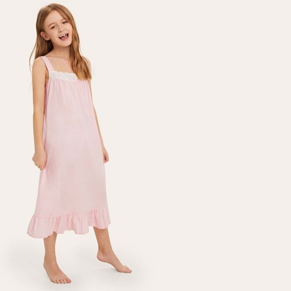 

Girls Crochet Trim Ruffle Night Dress