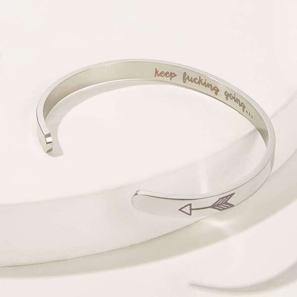 

Letter & Arrow Detail Cuff Bracelet 1pc, Silver