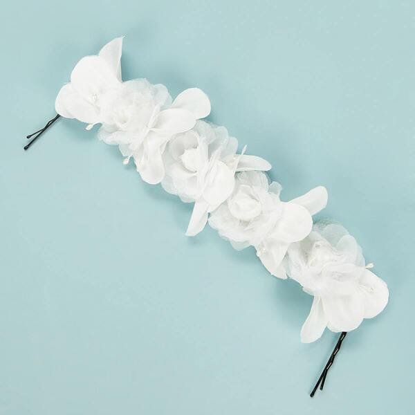 

Flower Shaped Hair Accessories With Hairpin, White