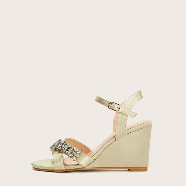 

Rhinestone Decor Ankle Strap Wedges