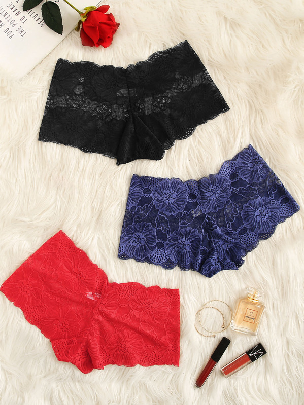 

Plus Floral Lace Panty Set 3pack, Multicolor