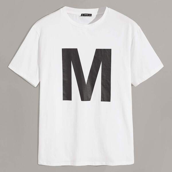 

Men M Letter Print Top