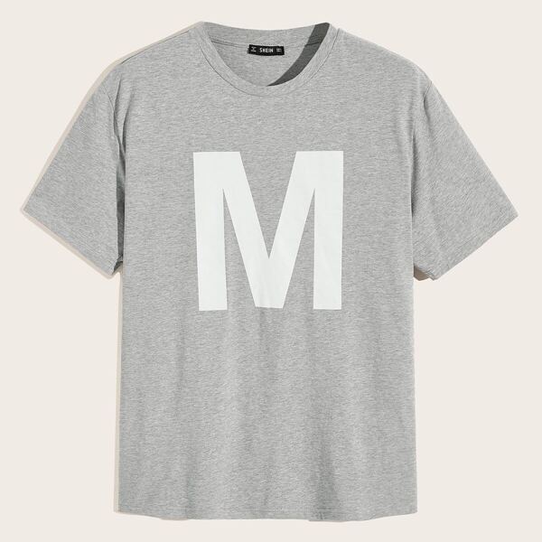 

Men M Letter Print Top