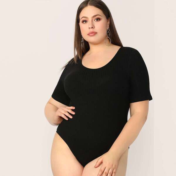 

Plus Solid Rib-kit Fitted Bodysuit