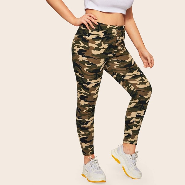 

Plus Camo Print Leggings, Multicolor