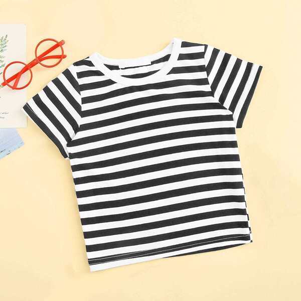 

Toddler Girls Short Sleeve Striped Tee