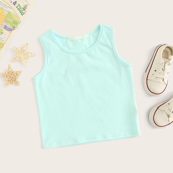 

Toddler Girls Solid Round Neck Tank Top, Green bright