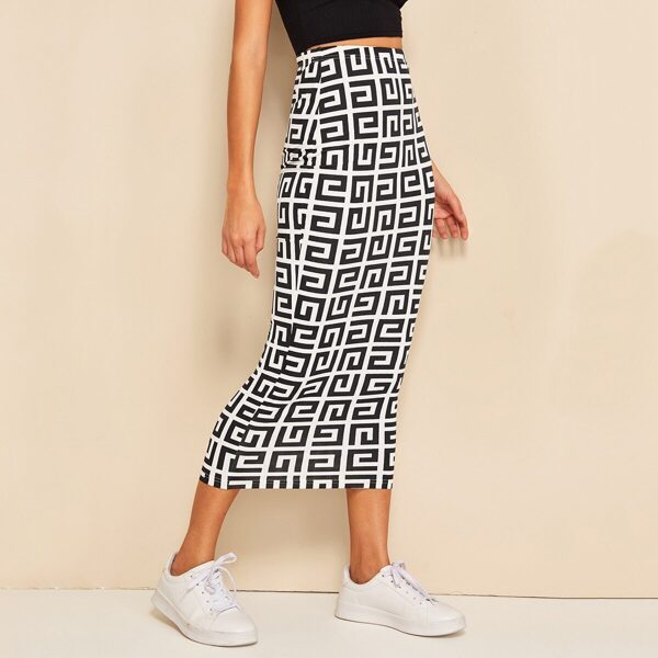 

Greek Fret Bodycon Skirt