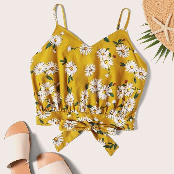

Tie Back Daisy Floral Cami Top