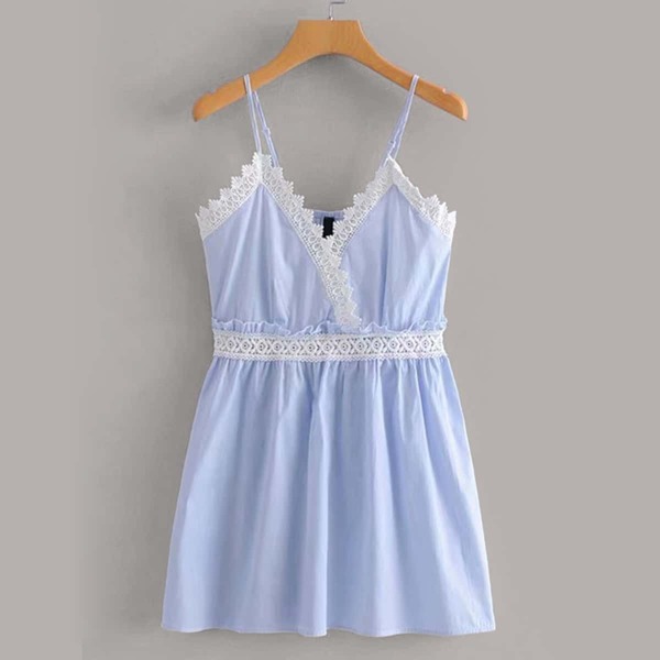 

Lace Panel Stripe Cami Dress