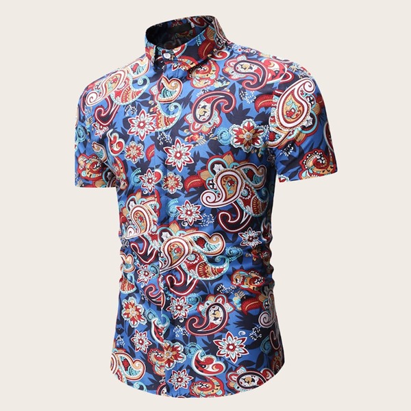 

Men Paisley Print Skinny Shirt