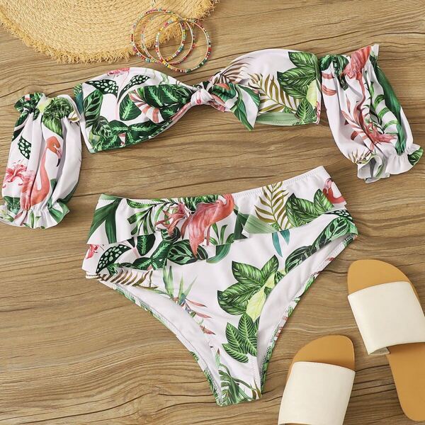 

Random Tropical Bandeau With Removable Sleeve Bikini
