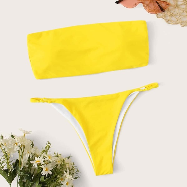 

Bandeau Top With Tanga Bikini Set, Yellow bright